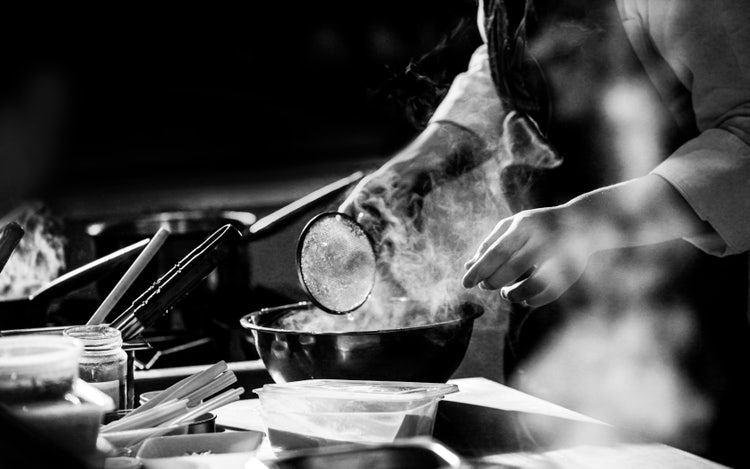 Chef cooking, Chef preparing food in the kitchen